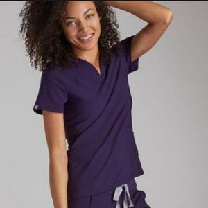 Figs Casma three pocket Scrub Top in Eggplant Purple